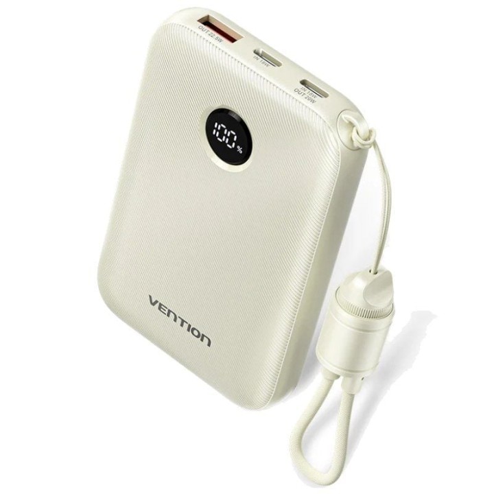 Powerbank 10000mAh Vention FKAN0-C/ 22.5W/ Gris/ Incluye Cable USB Tipo-C