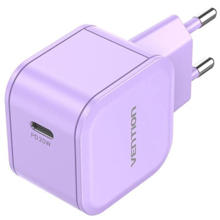 Cargador de pared gan vention fejv0-eu/ 1xusb tipo-c/ 20w