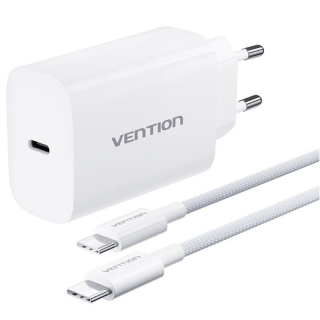 Cargador de pared gan vention g14w0-eu/ 1xusb tipo-c + cable usb tipo-c/ 1xusb/ 65w