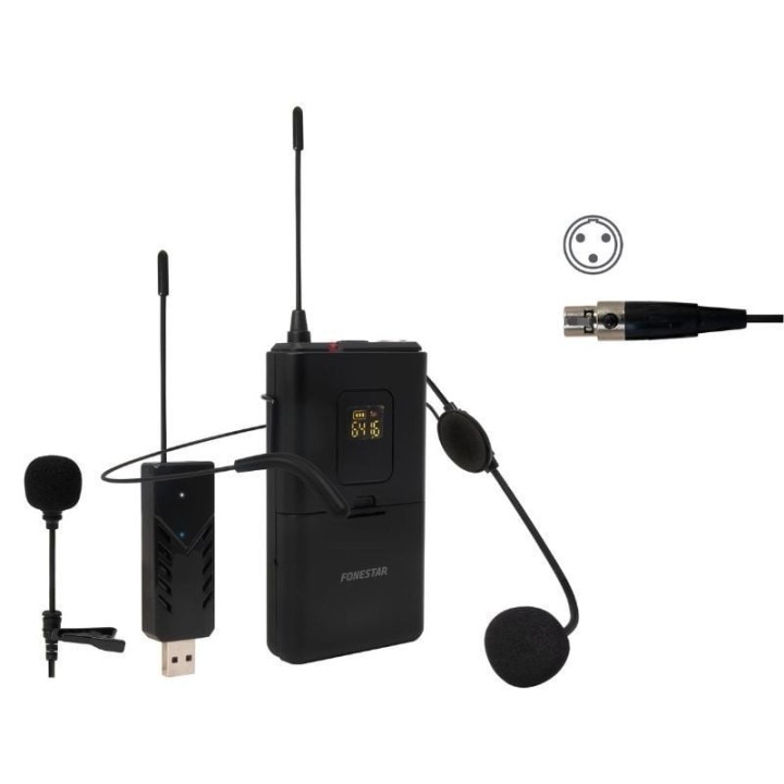Micrófono de cabeza y solapa UHF Fonestar WI-MIC