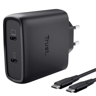 Cargador de pared gan trust maxo 65w 25525/ 2xusb tipo-c/ incluye cable usb tipo-c/ 65w