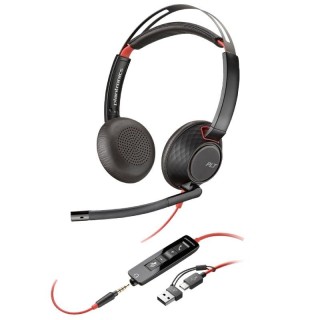 Auriculares Poly Blackwire 5220 USB-C + 3.5 mm + Adaptador USB-C/A/ con Micrófono/ Jack 3.5 - USB Tipo-C/ Bulk/ Negros