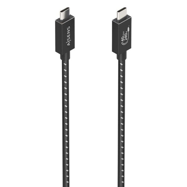 Cable USB 4.0 Tipo-C Aisens A156-0867/ USB Tipo-C Macho - USB Tipo-C Macho/ Hasta 240W/ 40Gbps/ 1m/ Gris