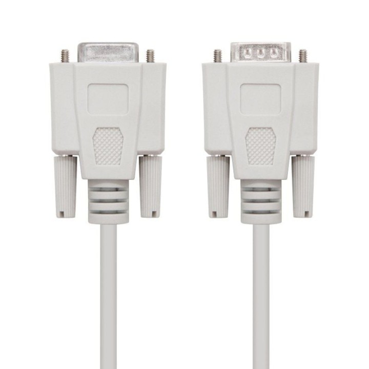 Cable serie rs232 nanocable 10.14.0203/ db9 macho - db9 hembra/ 3m/ beige