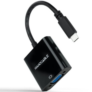 Cable Conversor Nanocable 10.16.4101-BK/ USB Tipo-C Macho - VGA Hembra/ 10cm/ Negro