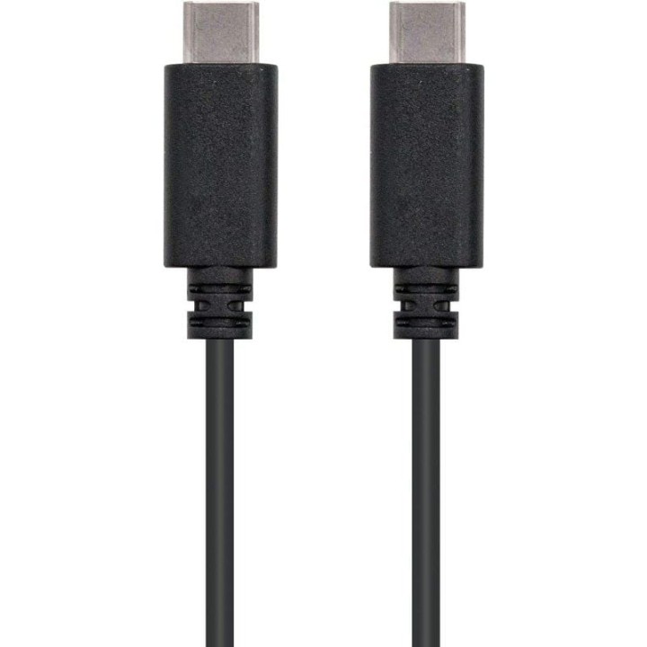 Cable USB 2.0 Tipo-C Nanocable 10.01.2301/ USB Tipo-C Macho - USB Tipo-C Macho/ 480Mbps/ 1m/ Negro