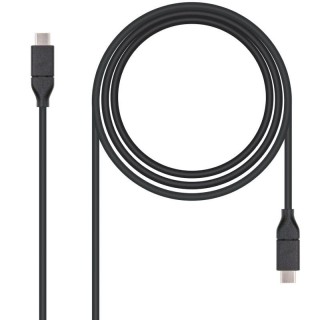 Cable USB 3.2 Tipo-C Nanocable 10.01.4101/ USB Tipo-C Macho - USB Tipo-C Macho/ hasta 100W/ 1m/ Negro