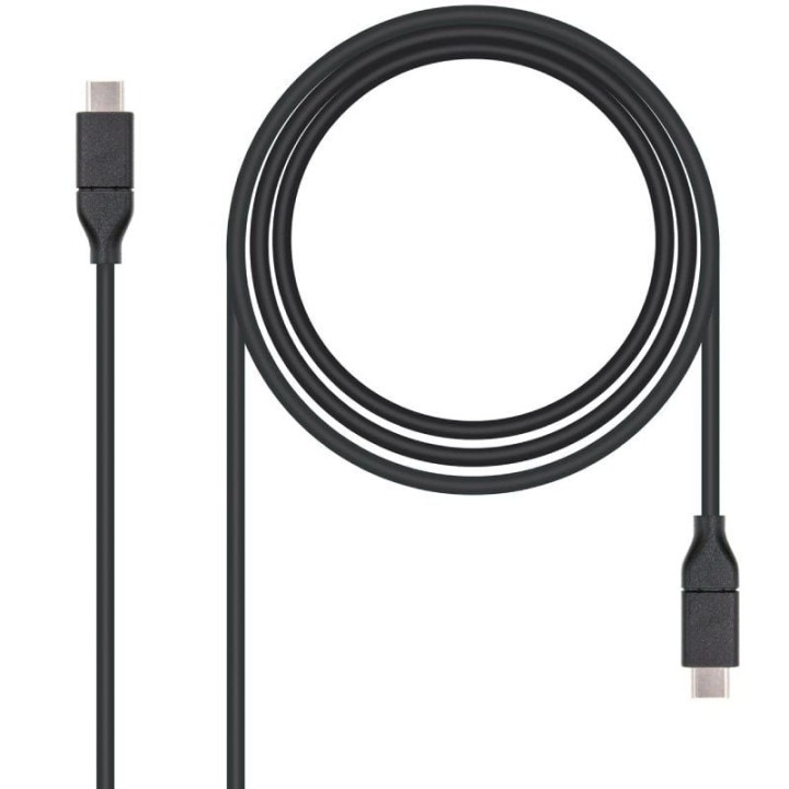 Cable USB 3.2 Tipo-C Nanocable 10.01.4101/ USB Tipo-C Macho - USB Tipo-C Macho/ hasta 100W/ 1m/ Negro