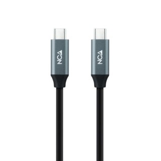 Cable USB 3.2 Nanocable 10.01.4302/ USB Tipo-C Macho - USB Tipo-C Macho/ Hasta 100W/ 20Gbps/ 2m/ Gris y Negro