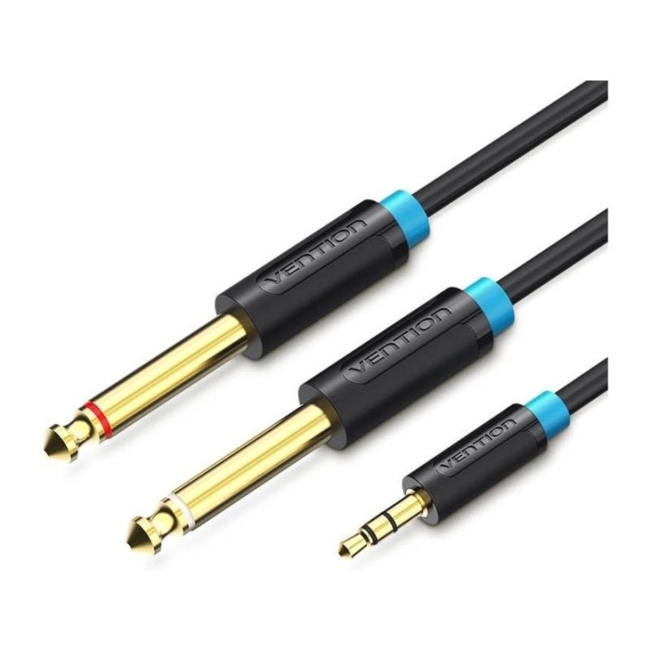Cable estéreo vention bacbg/ jack 3.5 macho - 2x jack 6.5 macho/ 1.5m/ negro