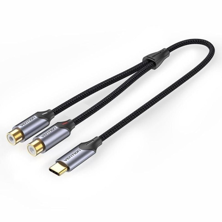 Cable conversor vention bgvhg/ 2x rca hembra - usb tipo-c macho/ 1.5m/ gris