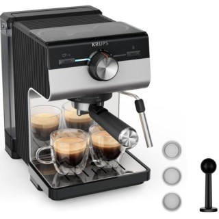 Cafetera expreso krups authentic+ xp384e10/ 1450w/ 15 bares/ plateada