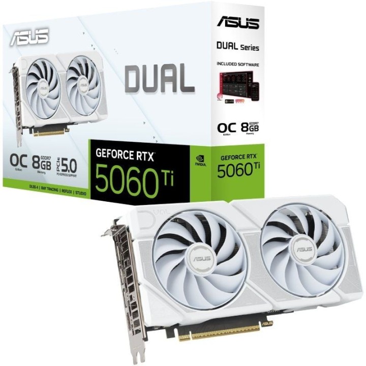 Tarjeta gráfica asus dual geforce rtx 5060 ti oc white edition/ 8gb gddr7