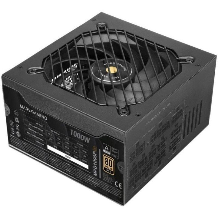 Fuente de Alimentación Mars Gaming MPB1000PSI/ 1000W/ Ventilador 14cm/ ATX 3.1/ PCIe 5.1/ 80 Plus Gold