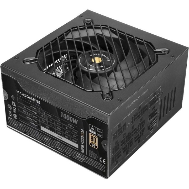 Fuente de Alimentación Mars Gaming MPB1000SIM/ 1000W/ Ventilador 14cm/ ATX 3.1/ PCIe 5.1/ 80 Plus Gold