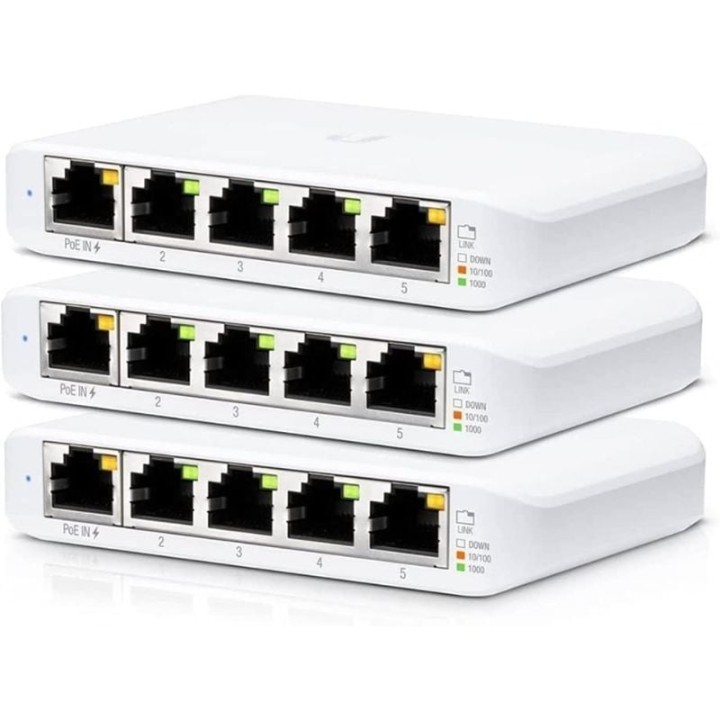 Switch Gestionable Ubiquiti USW-Flex Mini 5 Puertos/ RJ45 10/100/1000 PoE/ Pack 3 uds
