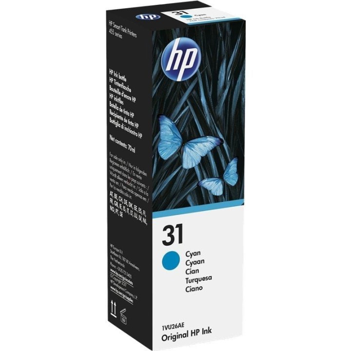 Botella de tinta original hp nº31/ cian