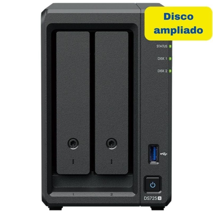 NAS Synology Diskstation DS725+/ 2 Bahías 3.5'- 2.5'/ 4GB DDR4/ 8TB/ Formato Torre