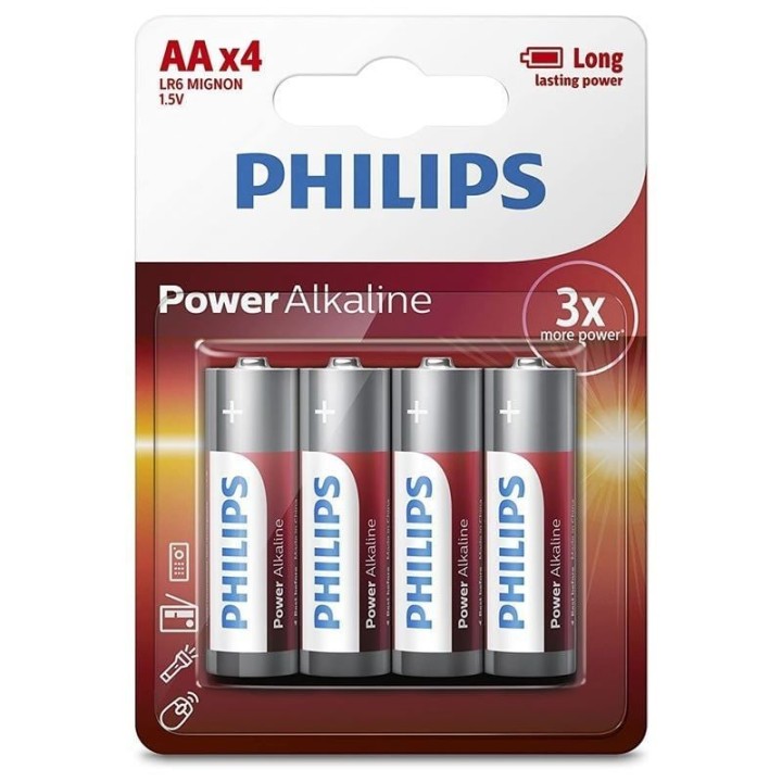 Pack de 4 Pilas AA Philips LR6P4B/05/ 1.5V/ Alcalinas