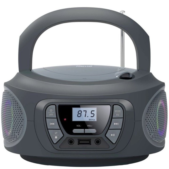 Radio cd fonestar boom-one-g/ 13w/ con cable/ a pilas/ gris