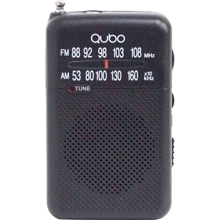 Radio Portátil Qubo R-S1/ con Cable/ a Pilas/ Negra