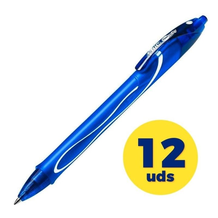 Caja de bolígrafos de tinta de gel retráctil bic gelocity quick dry 950442/ 12 unidades/ azules