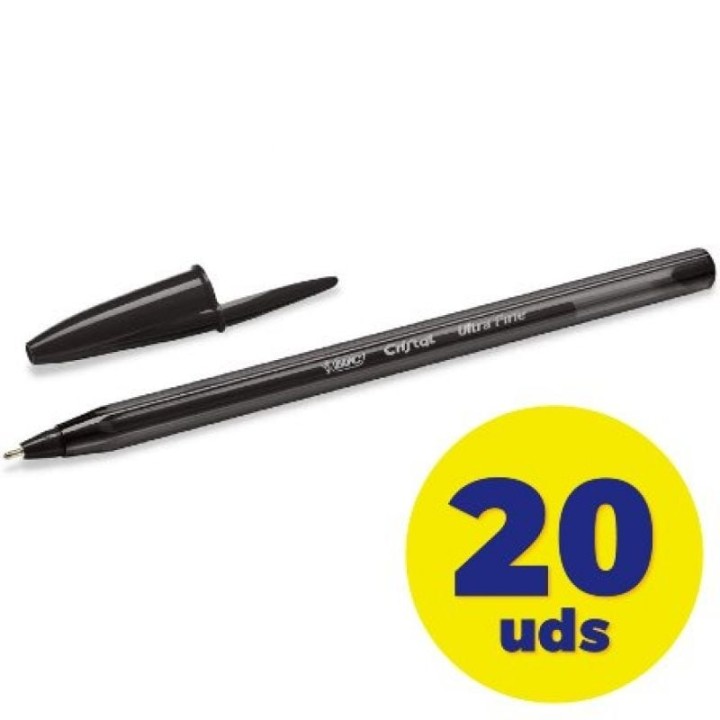 Caja de bolígrafos de tinta de aceite bic cristal exact ultrafine 992603/ 20 unidades/ negros