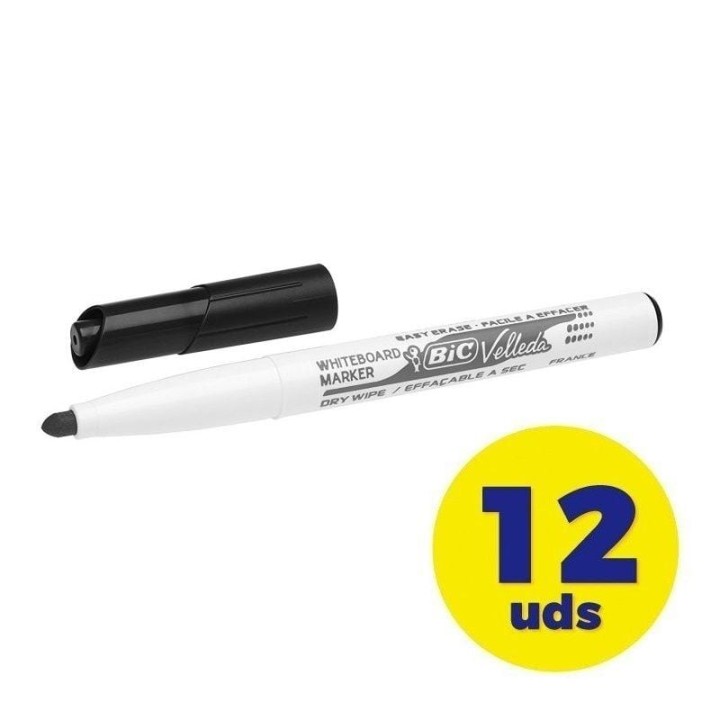 Caja de rotuladores para pizarra bic velleda 9581711/ 2mm/ 12 unidades/ negros