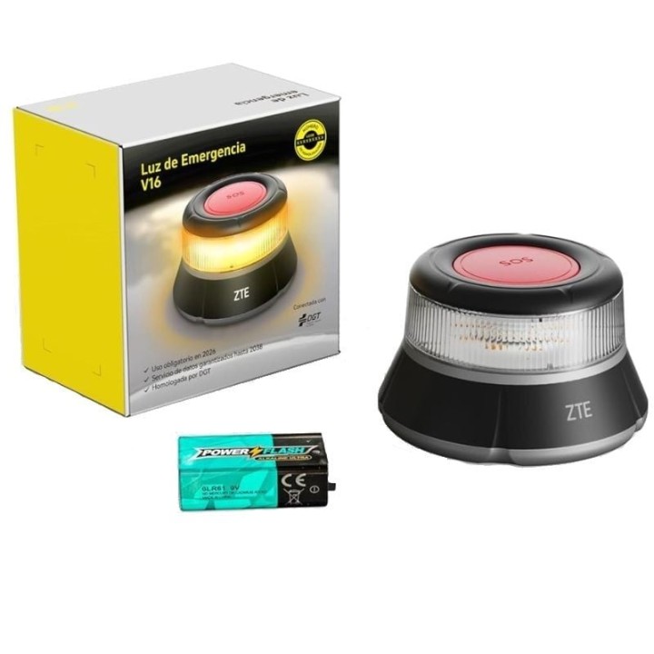 Luz baliza de emergencia para coche zte e1 v16/ homologada/ base imantada/ geolocalizable/ funciona a pilas