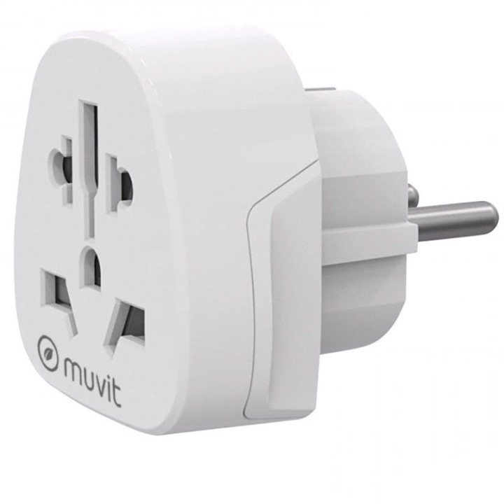 Enchufe Universal Muvit For Change MCADP0007/ 1 Toma de Corriente/ Blanco