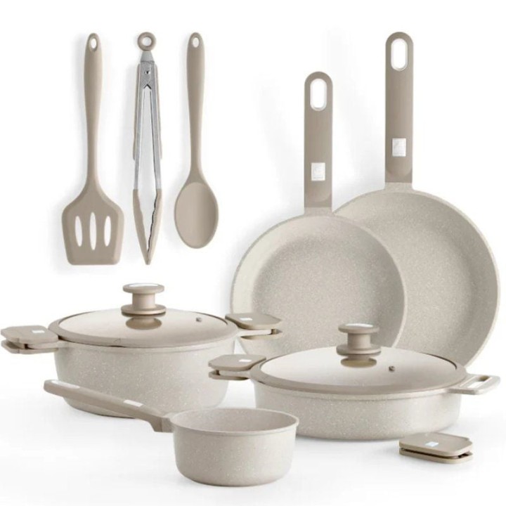Pack batería de cocina monix martín berasategui/ cazo ø16cm/ sarten ø22 - 26cm/ cacerolas ø24 - 28cm/ aluminio forjado/ apta