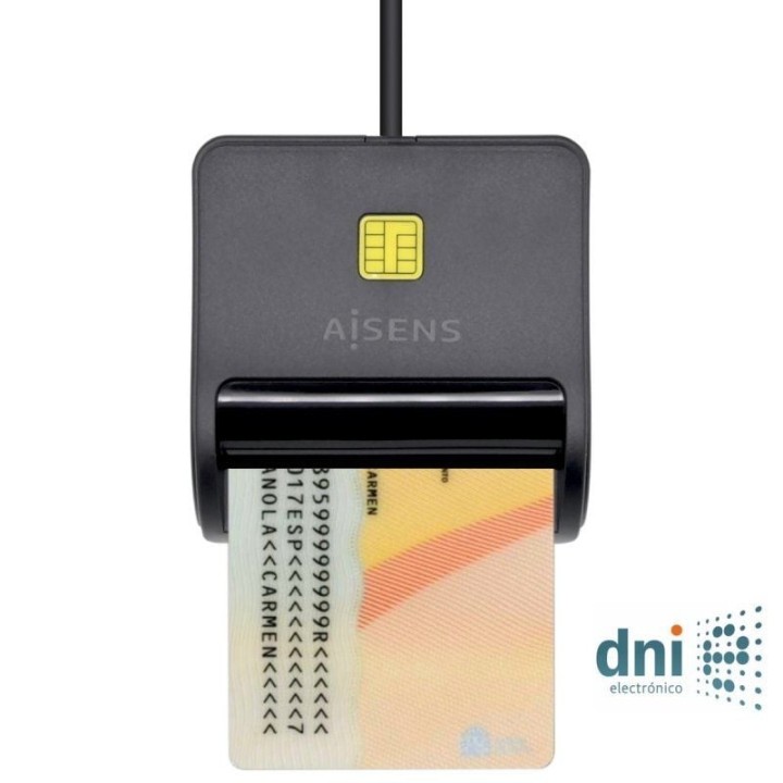 Lector de DNI Aisens ASCR-SN01-BK/ USB 2.0/ Negro