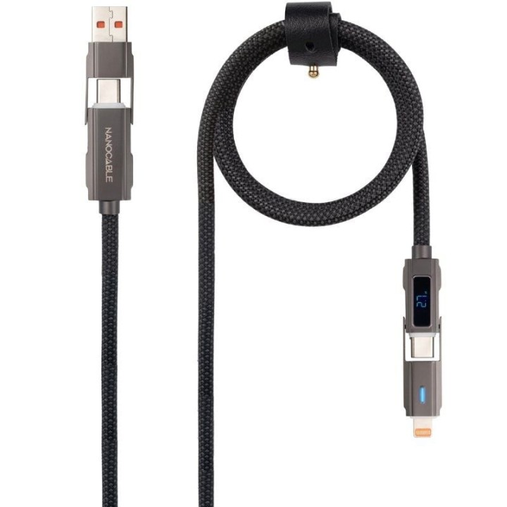 Cable USB 2.0 Tipo-C Nanocable 10.01.2501/ USB Tipo-C Macho + USB Macho - USB Tipo-C Macho + Lightning Macho/ Hasta 27W/ 480Mbps