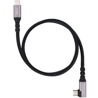 Cable USB 3.2 Tipo-C Acodado Nanocable 10.01.4701/ USB Tipo-C Macho - USB Tipo-C Macho/ Hasta 100W/ 10Gbps/ 1m/ Negro