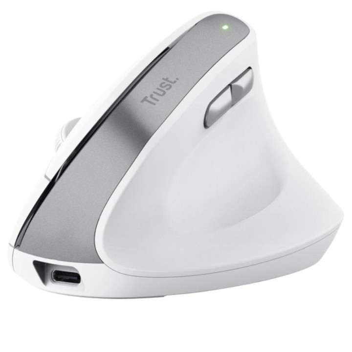 Ratón Vertical Inalámbrico Trust Bayo II/ Batería recargable/ Hasta 2400 DPI/ Blanco