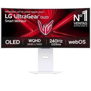 Smart monitor gaming ultrapanorámico curvo lg ultragear 34gx90sa-w 34'/ wqhd/ multimedia/ 0.03ms/ 240hz/ oled/ regulable en