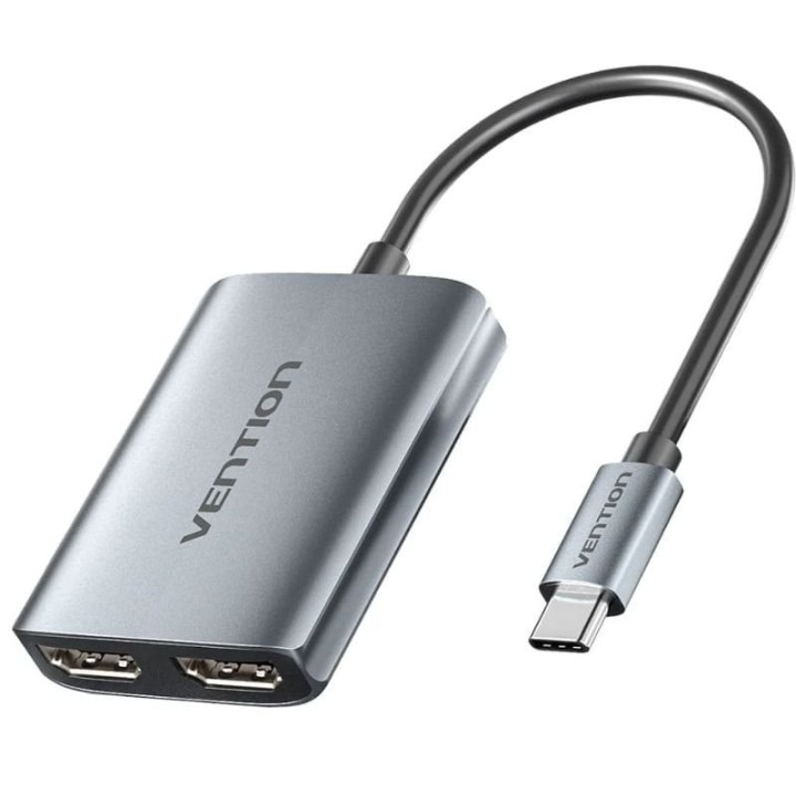 Cable Conversor Vention ACZHB/ USB Tipo-C Macho - 2x HDMI Hembra/ Gris