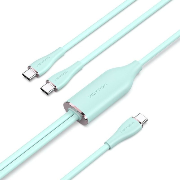 Cable usb 2.0 tipo-c vention ctmgg/ usb tipo-c macho - 2 x usb tipo-c macho/ hasta 100w/ 480mbps/ 1.5m/ verde