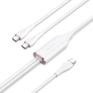Cable usb 2.0 tipo-c vention ctmwg/ usb tipo-c macho - 2 x usb tipo-c macho/ hasta 100w/ 480mbps/ 1.5m/ blanco