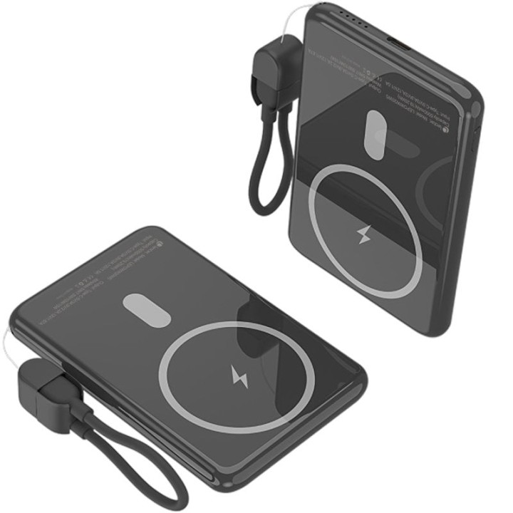 Powerbank 5000mah leotec lepoww20w5k/ 20w/ wireless/ negra/ incluye cable usb tipo-c