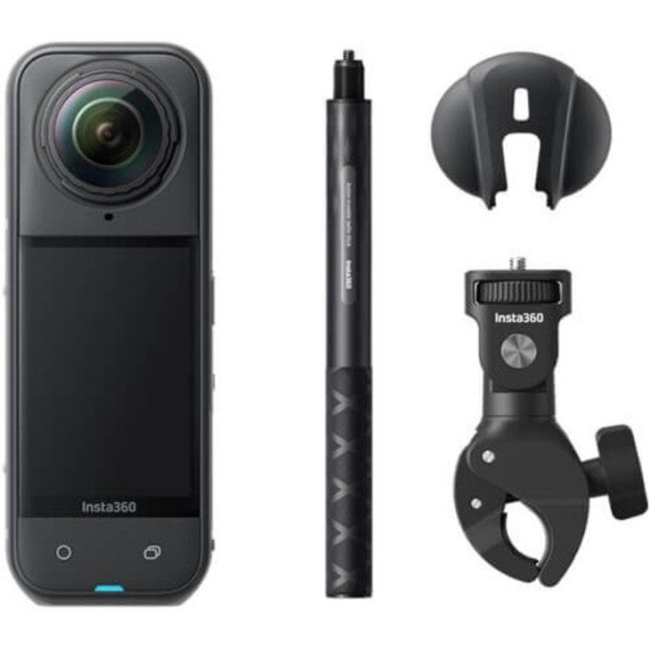 Cámara Digital Deportiva Insta360 X5 Motorcycle Bundle/ 8K/ Ángulo de visión 360º/ Negra