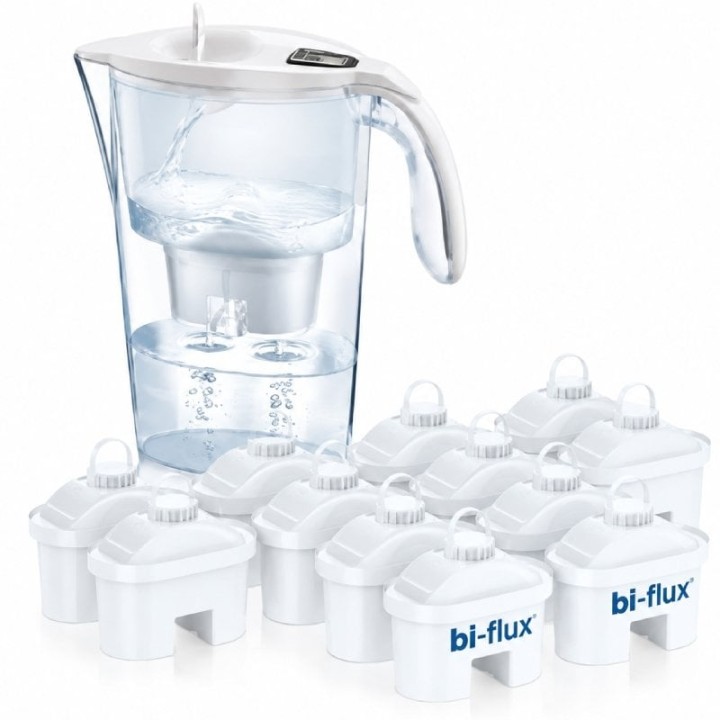 Pack jarra filtrante laica stream line/ 2.3l/ blanca/ jarra + 13 filtros bi-flux