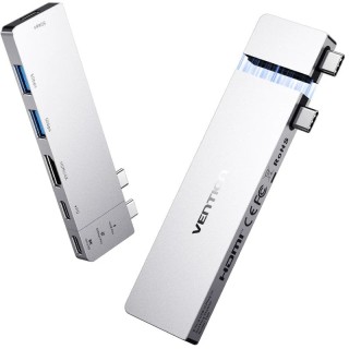 Docking USB Tipo-C Vention THZH0/ 1xHDMI 4K/ 2xUSB/ 2xUSB Tipo-C/ 1xThunderBolt/ 1xUSB Tipo-C PD/ Gris