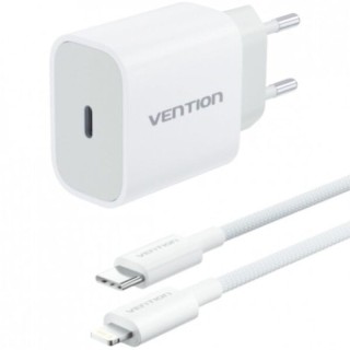 Cargador de Pared Vention G17W0-EU/ 1xUSB Tipo-C + Cable Lightning/ 20W