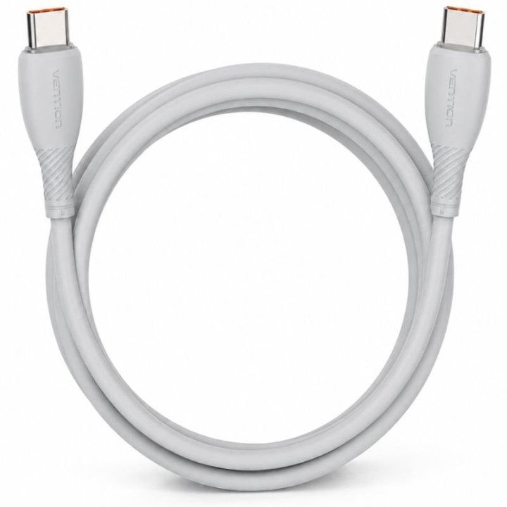 Cable USB 2.0 Tipo-C Vention TRWHF/ USB Tipo-C Macho - USB Tipo-C Macho/ Hasta 100W/ 480Mbps/ 1m/ Gris