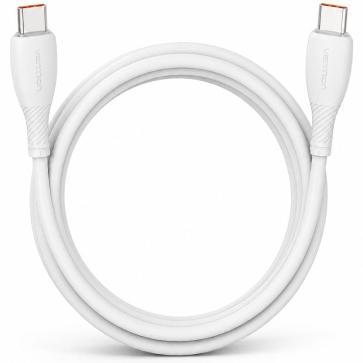 Cable USB 2.0 Tipo-C Vention TRWWH/ USB Tipo-C Macho - USB Tipo-C Macho/ Hasta 100W/ 480Mbps/ 2m/ Blanco