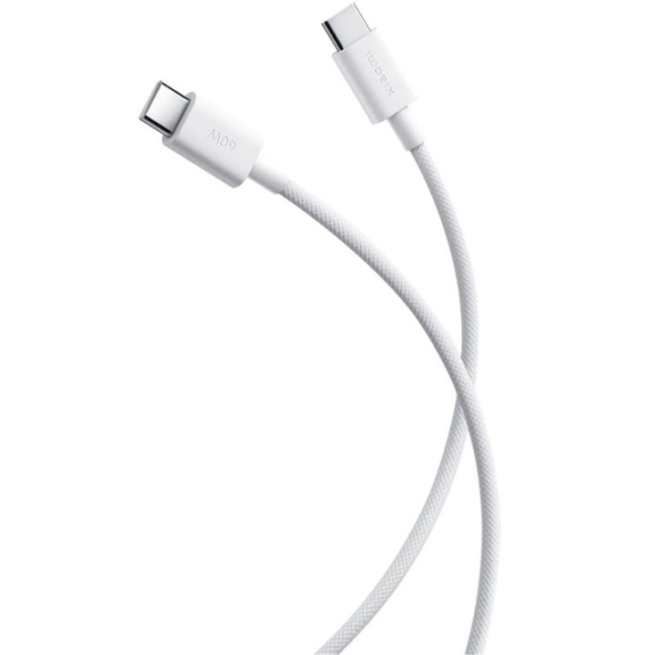 Cable USB 2.0 Tipo-C 3A Xiaomi Braided/ USB Tipo-C Macho - USB Tipo-C Macho/ Hasta 60W/ 480Mbps/ 1m/ Blanco