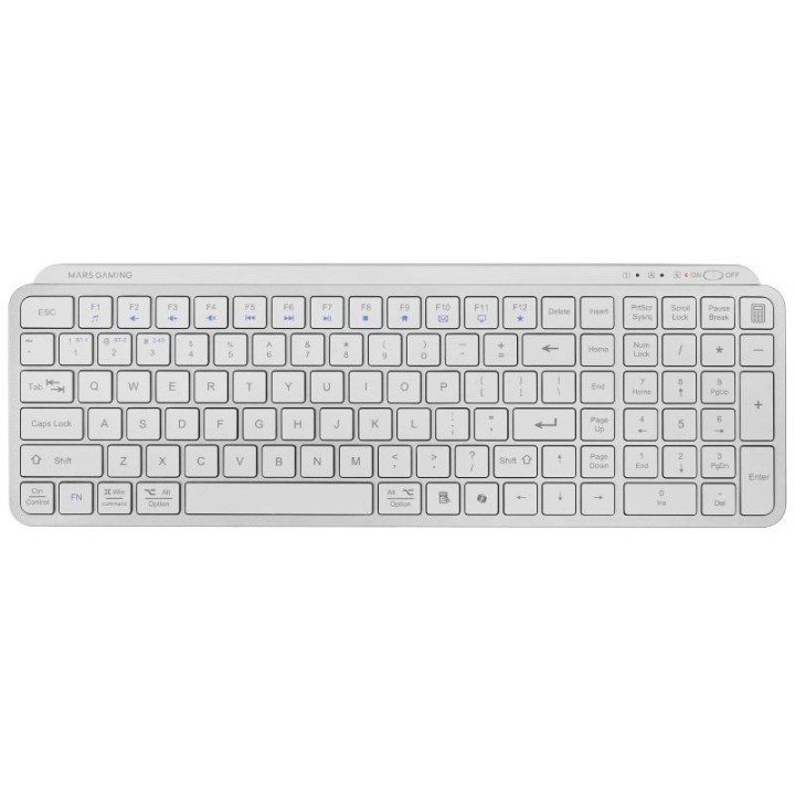 Teclado Compacto Inalámbrico Mars Gaming MK-SILENKEYS/ Blanco