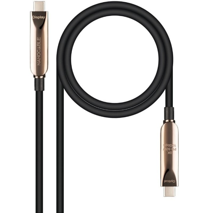 Cable USB 3.2 Tipo-C AOC Nanocable 10.01.4610/ USB Tipo-C Macho - USB Tipo-C Macho/ Hasta 60W/ 10Gbps/ 10m/ Negro