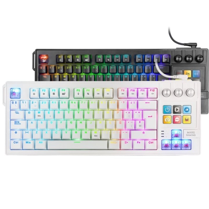 Teclado Gaming Mecánico Mars Gaming MK-MASTER/ Switch Rojo/ Blanco/ Incluye SmartDeck